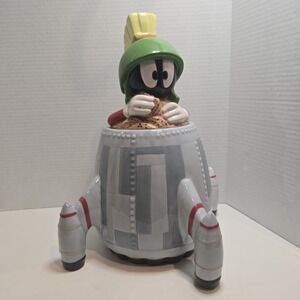 VTG RARE! Marvin the Martian Spaceship Cookie Jar 1998 Warner Bros Exclusive EUC